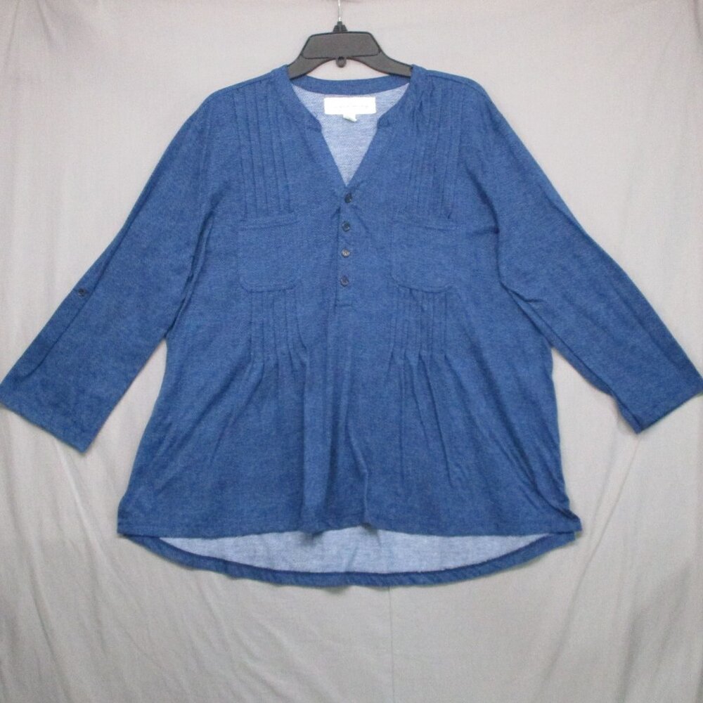 French Laundry Henley Button Tunic Top Blue Women Size |‎ XL